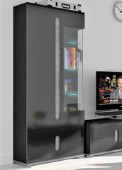 Elise Black High Gloss And Grey 1 Glass Door Display Cabinet