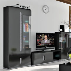 Elise Black High Gloss And Grey 1 Glass Door Display Cabinet