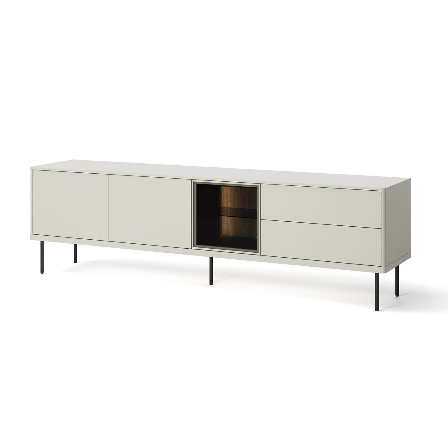 Epiro Large Wooden TV Stand in Cashmere & Dark Oak - 194cm - UK