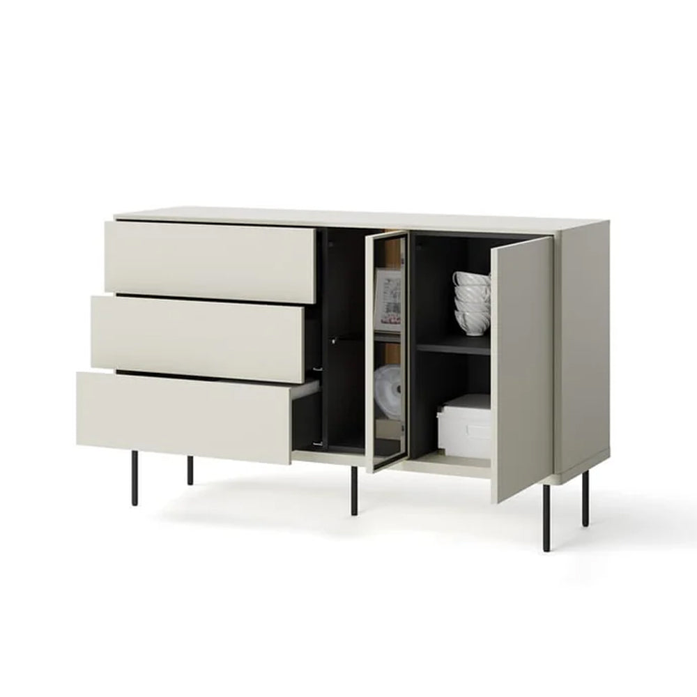 Epiro Sideboard with 2 Doors 3 Drawers in Cashmere & Dark Oak - 134cm