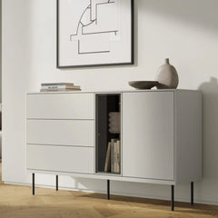 Epiro Sideboard with 2 Doors 3 Drawers in Cashmere & Dark Oak - 134cm