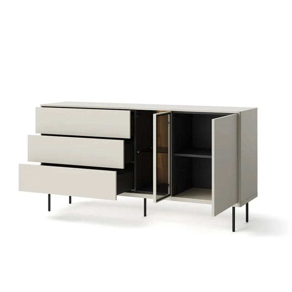 Epiro Sideboard with 2 Doors 3 Drawers in Cashmere & Dark Oak - 161cm