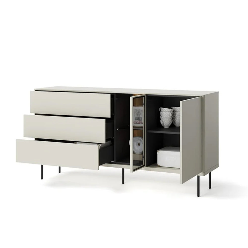 Epiro Sideboard with 2 Doors 3 Drawers in Cashmere & Dark Oak - 161cm