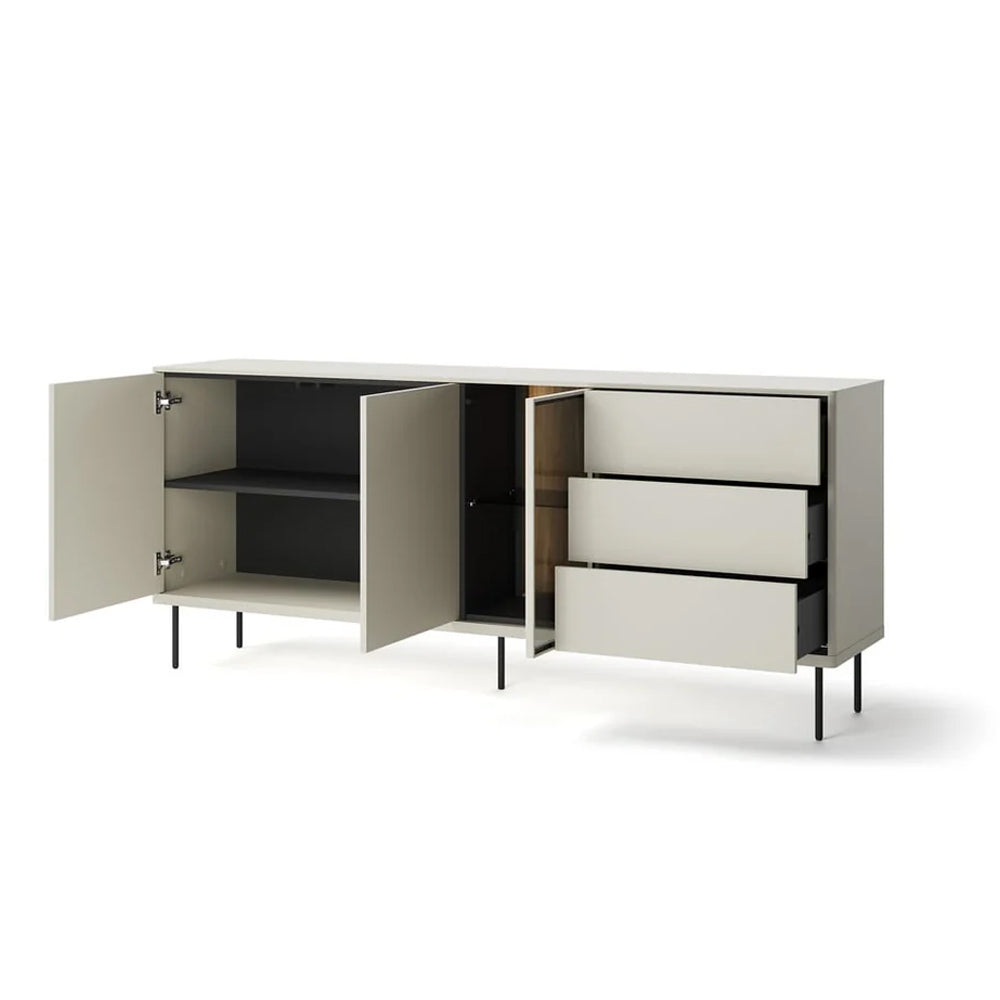 Epiro Sideboard with 3 Doors 3 Drawers in Cashmere & Dark Oak - 194cm
