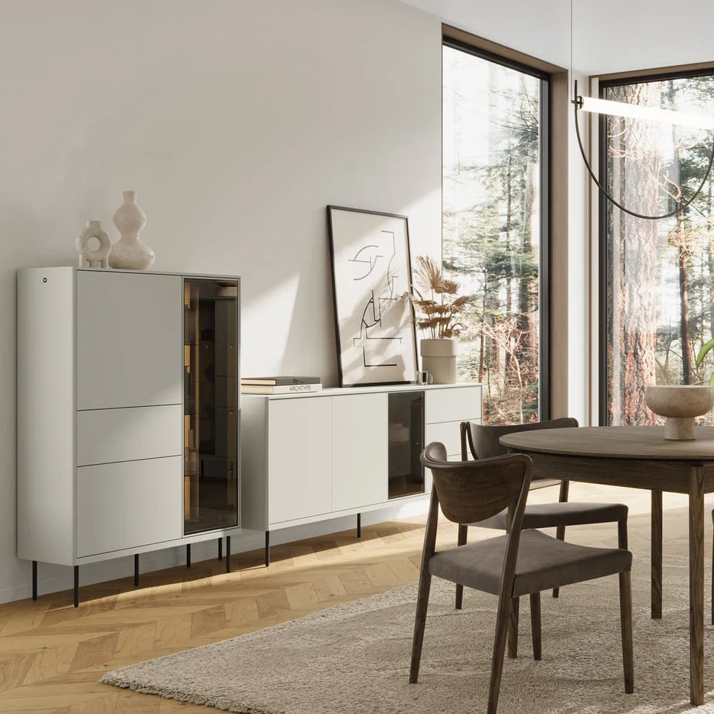 Epiro Sideboard with 3 Doors 3 Drawers in Cashmere & Dark Oak - 194cm