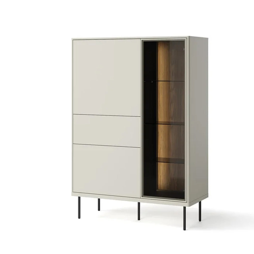 Epiro Wooden Display Cabinet I in Cashmere & Dark Oak - 99cm - UK