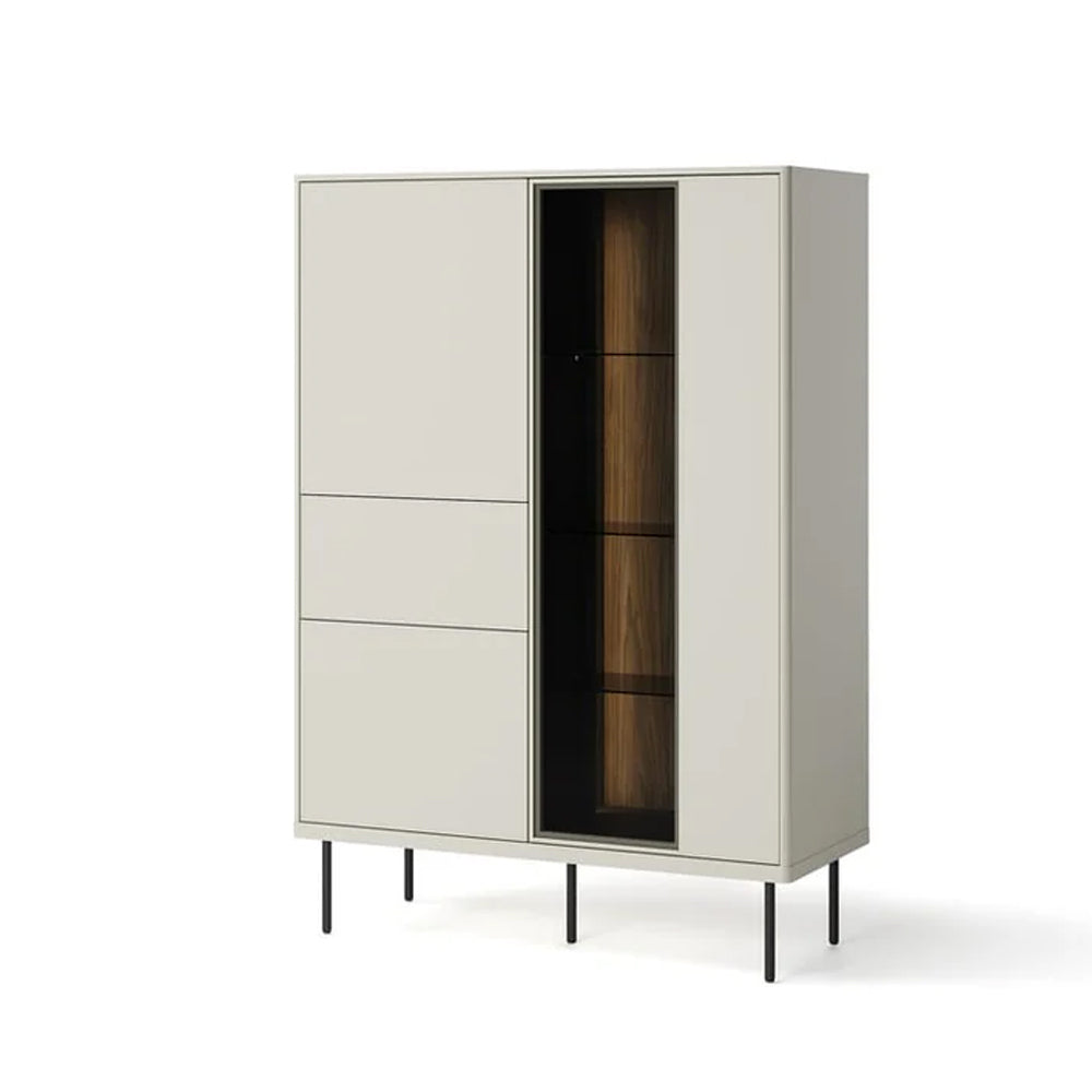 Epiro Wooden Display Cabinet II in Cashmere & Dark Oak - 99cm - UK