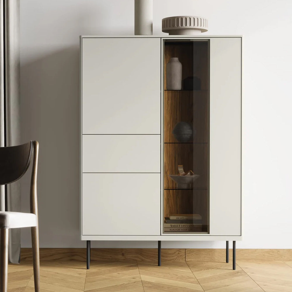 Epiro Wooden Display Cabinet II in Cashmere & Dark Oak - 99cm - UK