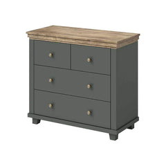 Evora 4 Drawer Chest of Drawers in Green and Oak Lefkas 90cm - Furniture One Shop