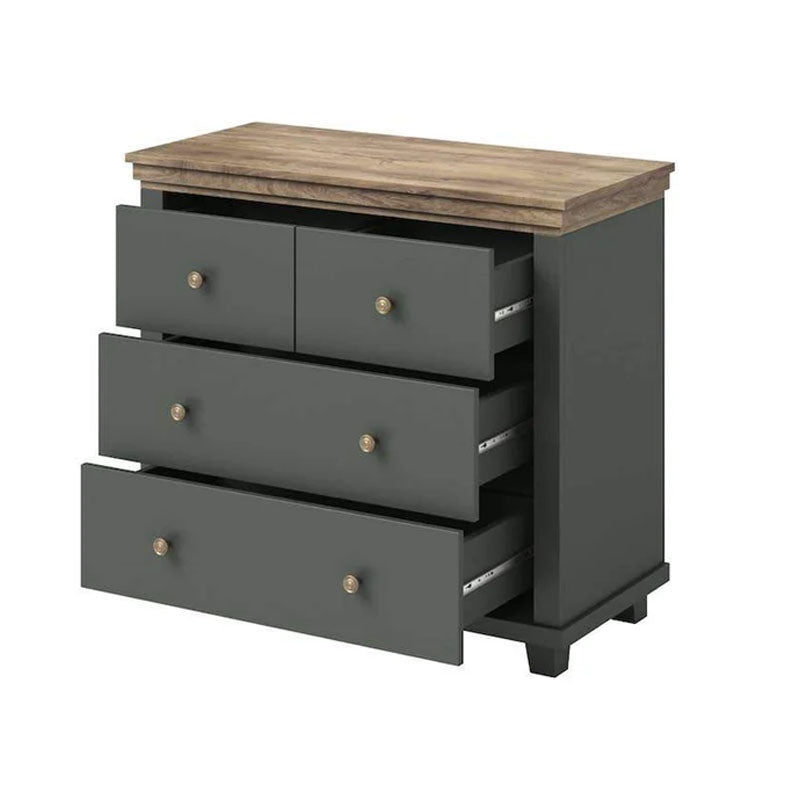 Evora 4 Drawer Chest of Drawers in Green and Oak Lefkas 90cm