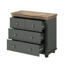 Evora 4 Drawer Chest of Drawers in Green and Oak Lefkas 90cm - Furniture One Shop