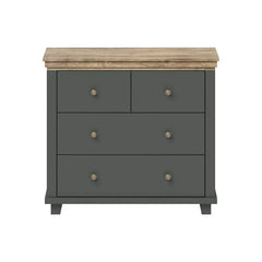 Evora 4 Drawer Chest of Drawers in Green and Oak Lefkas 90cm - Furniture One Shop