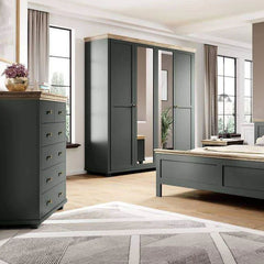 Evora 4 Drawer Chest of Drawers in Green and Oak Lefkas 90cm - Furniture One Shop