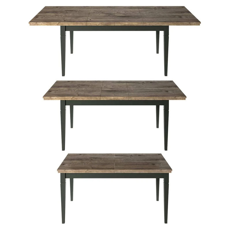 Evora Wooden Extending Dining Table in Green and Oak Lefkas 160-240cm