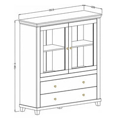 Evora Wooden 2 Door 2 Drawer Display Cabinet in Green and Oak Lefkas