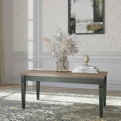 Evora Wooden Coffee Table in Green and Oak Lefkas - 110cm - Furniture One Shop