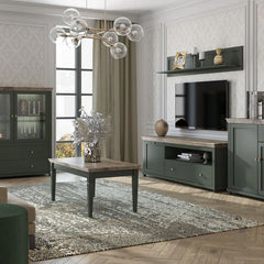 Evora Wooden Coffee Table in Green and Oak Lefkas - 110cm - Furniture One Shop