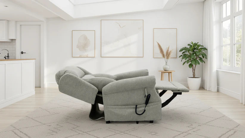 Fairmont Fabric Rise and Recline Electric Armchair In Beige