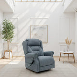 Fairmont Fabric Rise and Recline Electric Armchair In Steel Grey