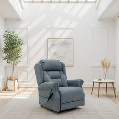 Fairmont Fabric Rise and Recline Electric Armchair In Steel Grey