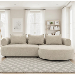 Ferro Beige Fabric Right Hand Corner Sofa