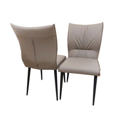 Flora Grey Leather Dining Chairs in Pair