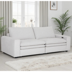 Florence Cloud 3 Seater Electric Recliner Sofa In Ivory Fabric
