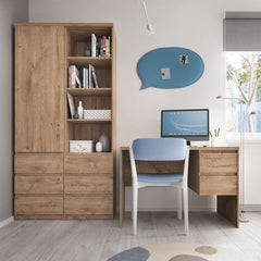 Fribo 1 door 1 drawer twin pedestal desk in Oak - Furniture One Shop