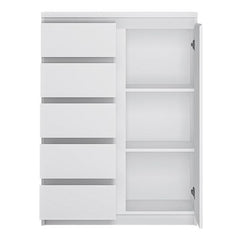 Fribo 1 door 5 drawer cabinet in White - Furniture One Shop