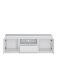 Fribo 2 door 1 drawer 136 cm wide TV cabinet in White - Furniture One Shop