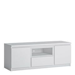 Fribo 2 door 1 drawer 136 cm wide TV cabinet in White - Furniture One Shop