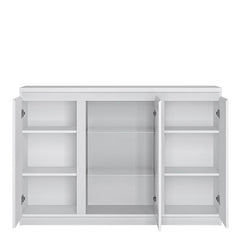 Fribo 3 door sideboard (Glazed centre) in White - Furniture One Shop