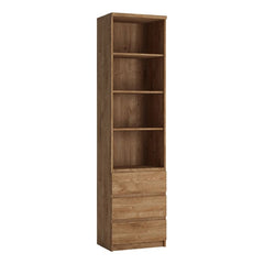Fribo Tall narrow 3 drawer bookcase in Oak - Furniture One Shop