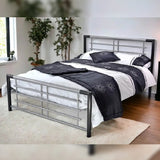 Atlanta Modern Industrial Metal Double Bed in Black & Silver (Mesh Base)