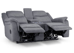Galaxy Tech Fabric 2 Seater Electric Recliner Sofa In Grey