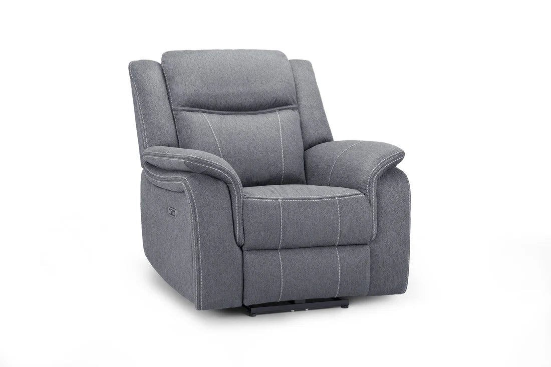Galaxy Tech Fabric Electric Recliner Arm Chair In Grey