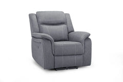 Galaxy Tech Fabric Electric Recliner Arm Chair In Grey