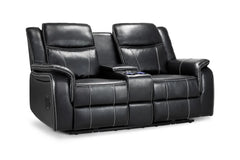 Galaxy Tech Leather Aire 2 Seater Electric Recliner Sofa In Black