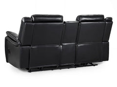 Galaxy Tech Leather Aire 2 Seater Electric Recliner Sofa In Black