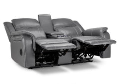 Galaxy Tech Leather Aire 2 Seater Electric Recliner Sofa In Grey