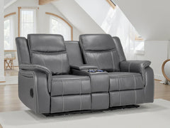 Galaxy Tech Leather Aire 2 Seater Electric Recliner Sofa In Grey