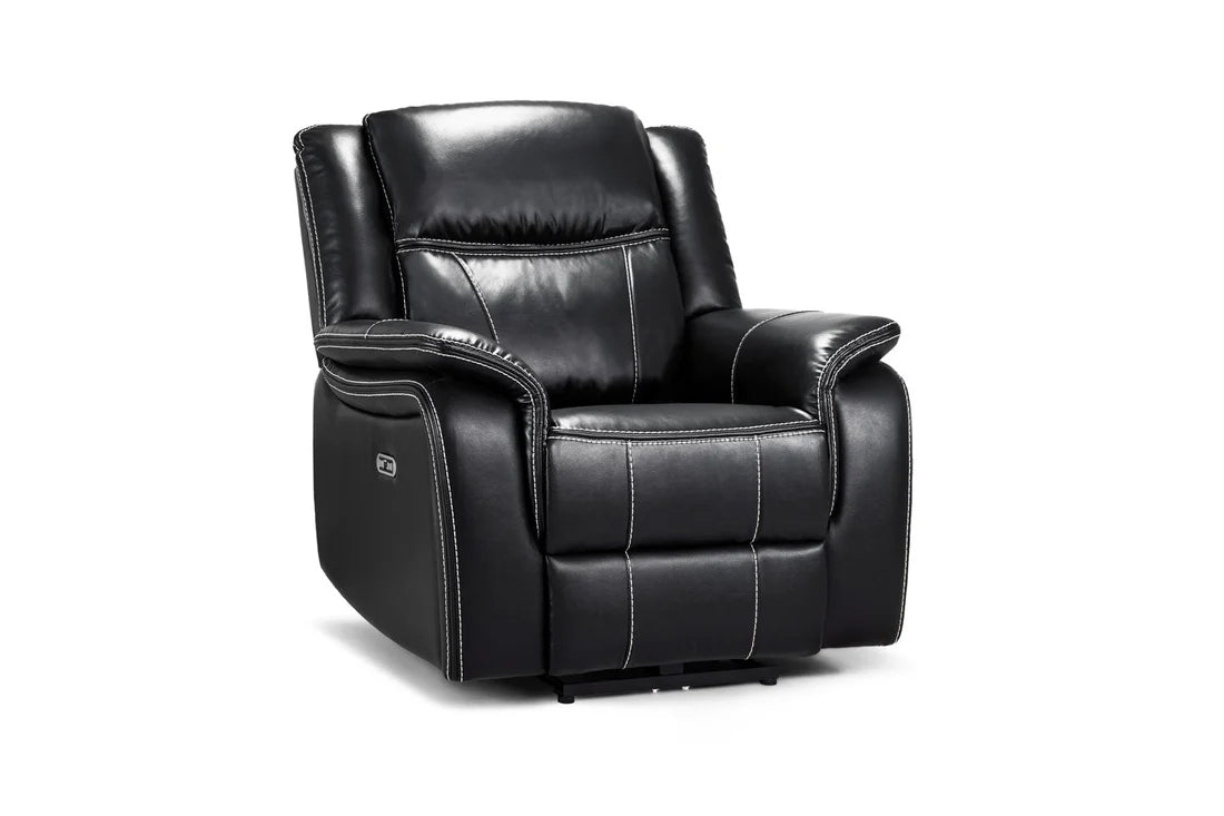 Galaxy Tech Leather Aire Electric Recliner Arm Chair In Black