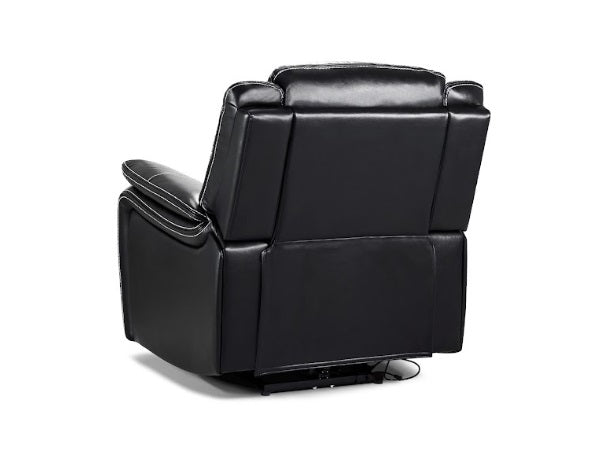 Galaxy Tech Leather Aire Electric Recliner Arm Chair In Black