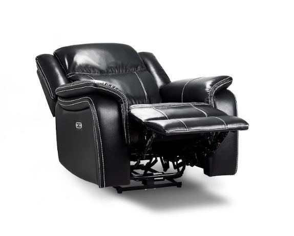 Galaxy Tech Leather Aire Electric Recliner Arm Chair In Black