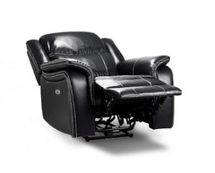 Galaxy Tech Leather Aire Electric Recliner Arm Chair In Black