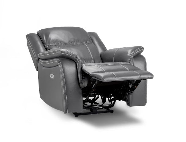 Galaxy Tech Leather Aire Electric Recliner Arm Chair In Grey