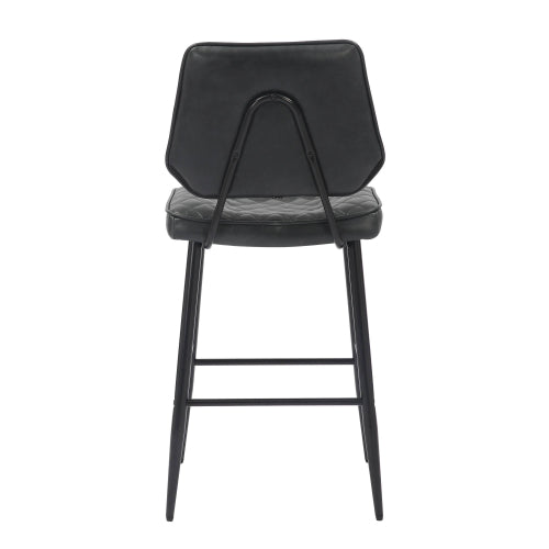 Garrick Black Leather Bar Stools With Metal Legs In Pair