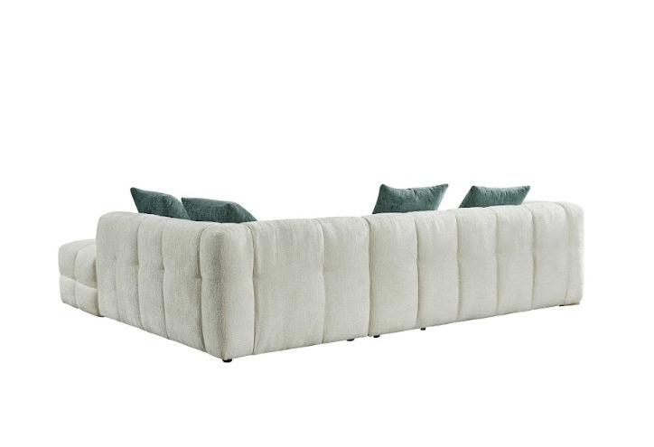 Genoa Left Hand L-Shape Corner Sofa In Beige Fabric