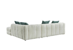 Genoa Left Hand L-Shape Corner Sofa In Beige Fabric
