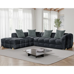 Genoa Left Hand L-Shape Corner Sofa In Charcoal Fabric